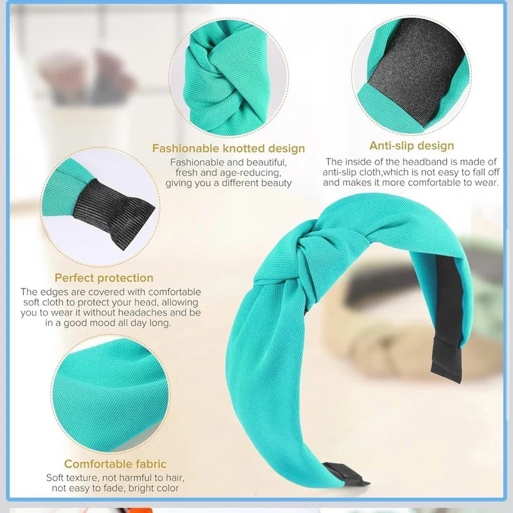 NWT 4 Piece Knotted Headband Collection - Teal, Mustard, Navy, Green
